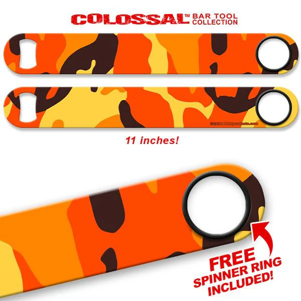 Orange Blaze Camo Kolorcoat™ 11" Long COLOSSAL™ Speed Bottle Opener