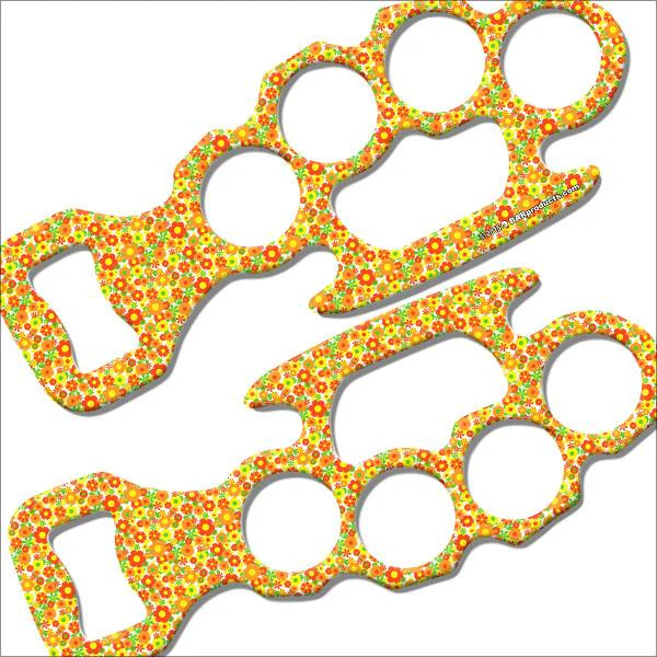 Orange Floral Kolorcoat™ Knuckle Buster Bottle Opener