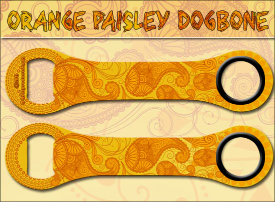 Orange Paisley Dog Bone Opener