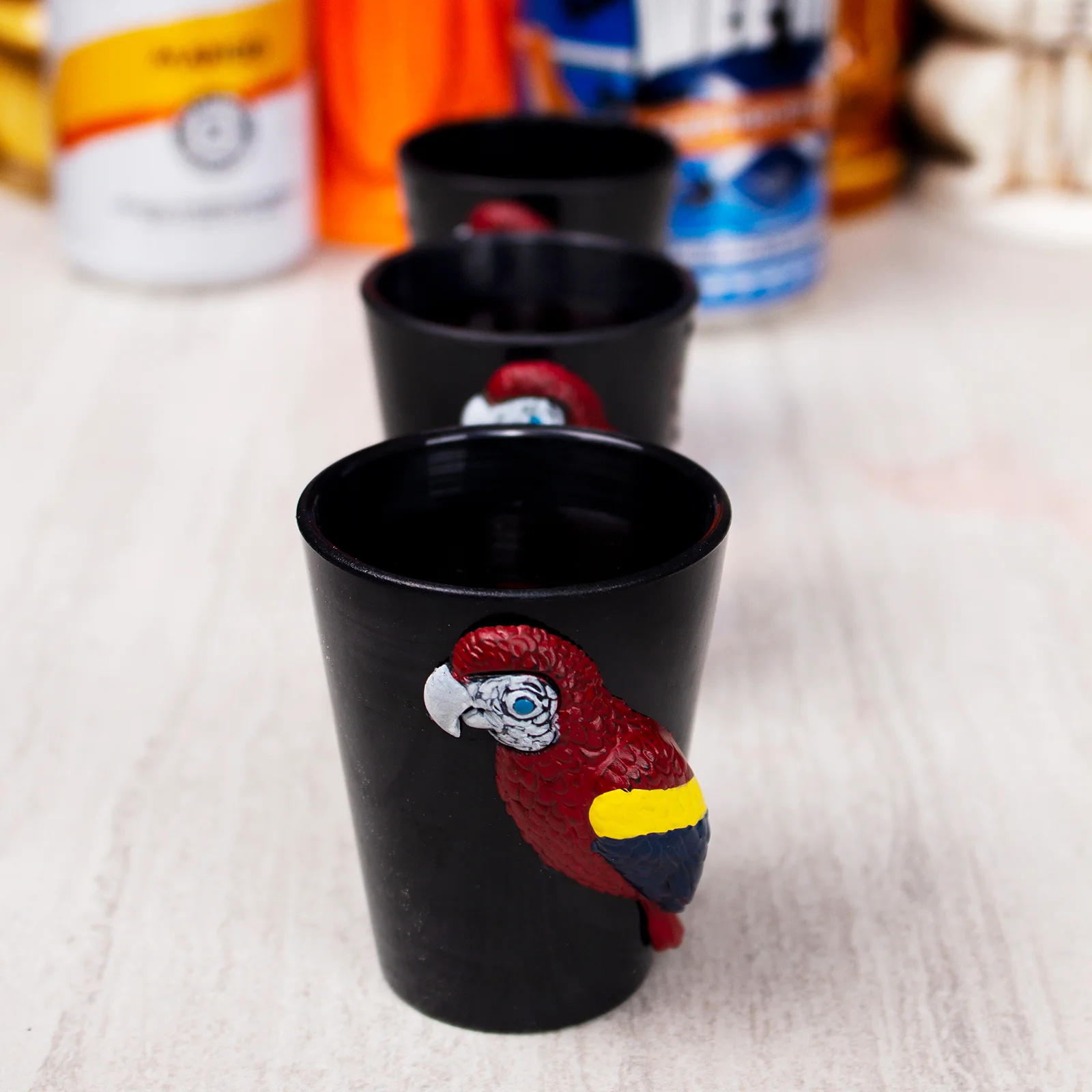 Parrot Luau Plastic Shot Glasses - Pack of 3 - Image 2