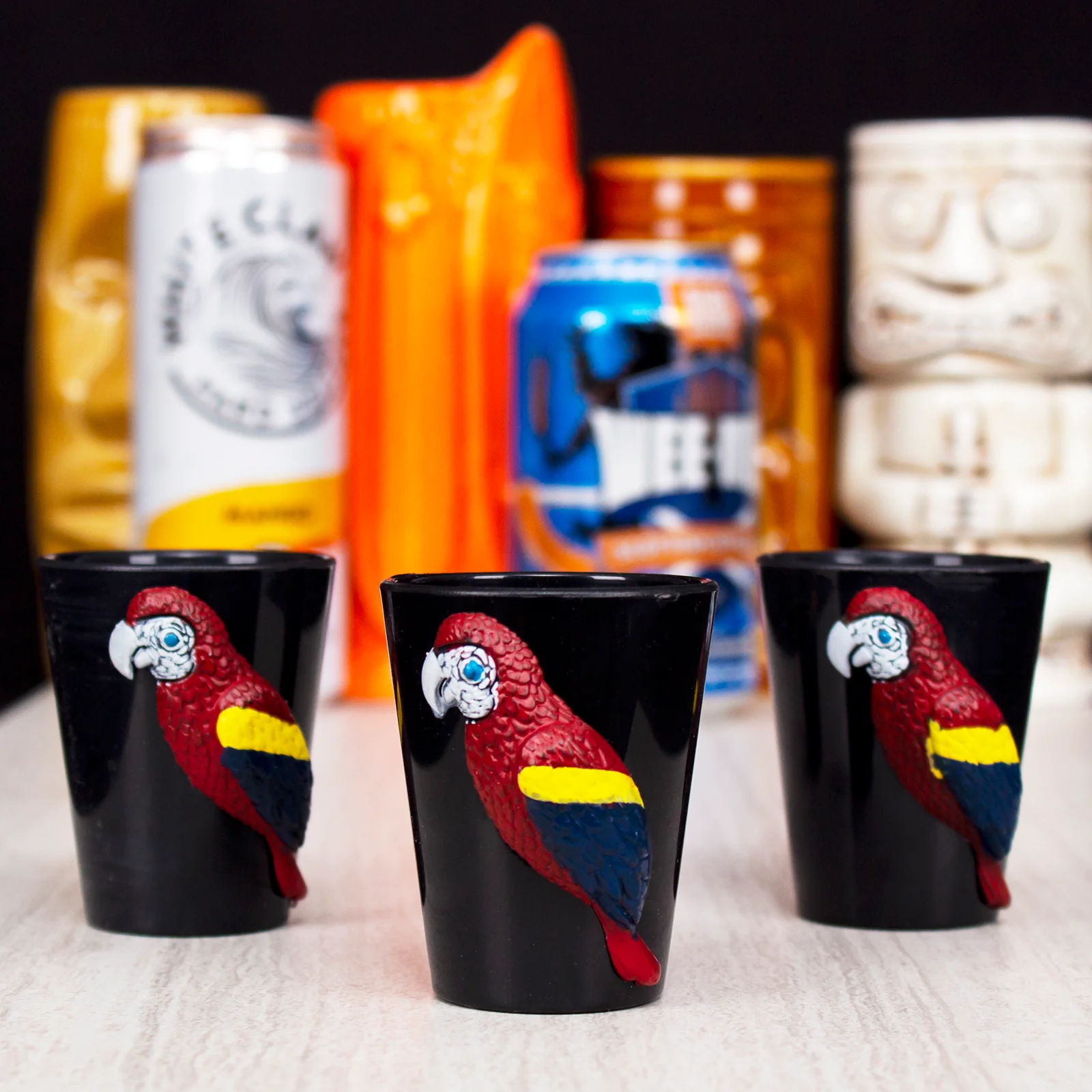 Parrot Luau Plastic Shot Glasses - Pack of 3 - Image 3