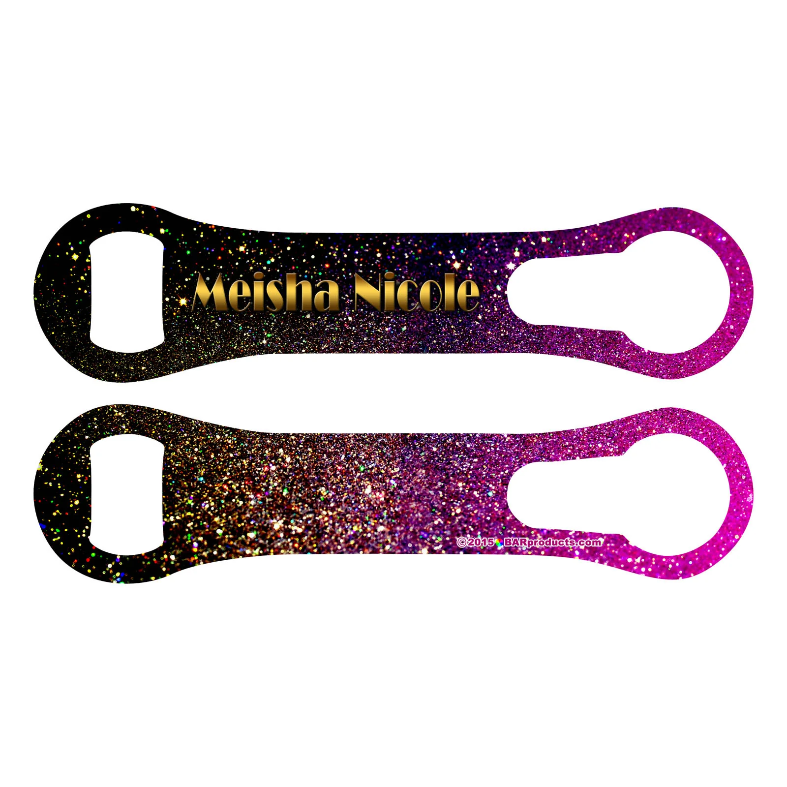 PINK BLACK GLITTER V-ROD® BOTTLE OPENER – ADD YOUR NAME - Image 2