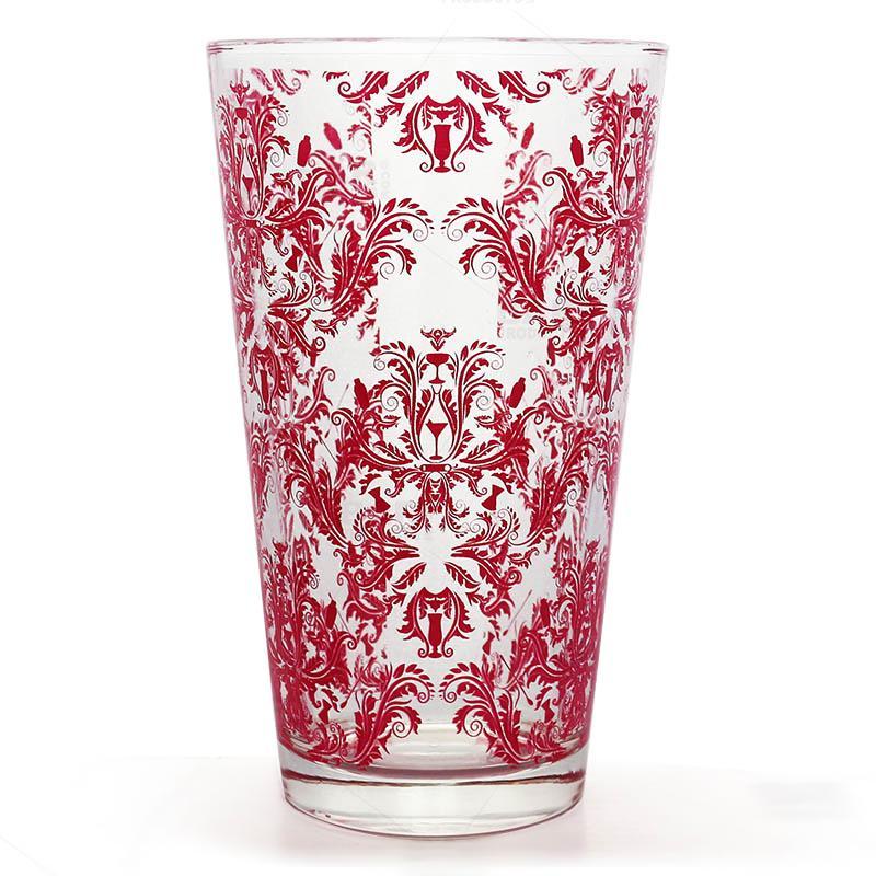 Pink Cocktail Themed Damask Mixing Glass - 16oz