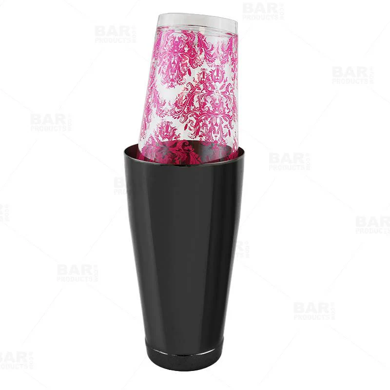 Pink Cocktail Themed Damask Mixing Glass - 16oz - Image 2