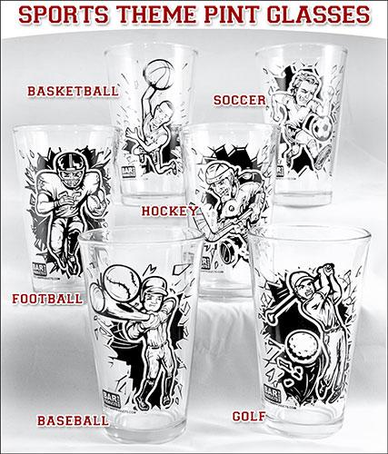 Pint Glasses - Sports Themed Collection