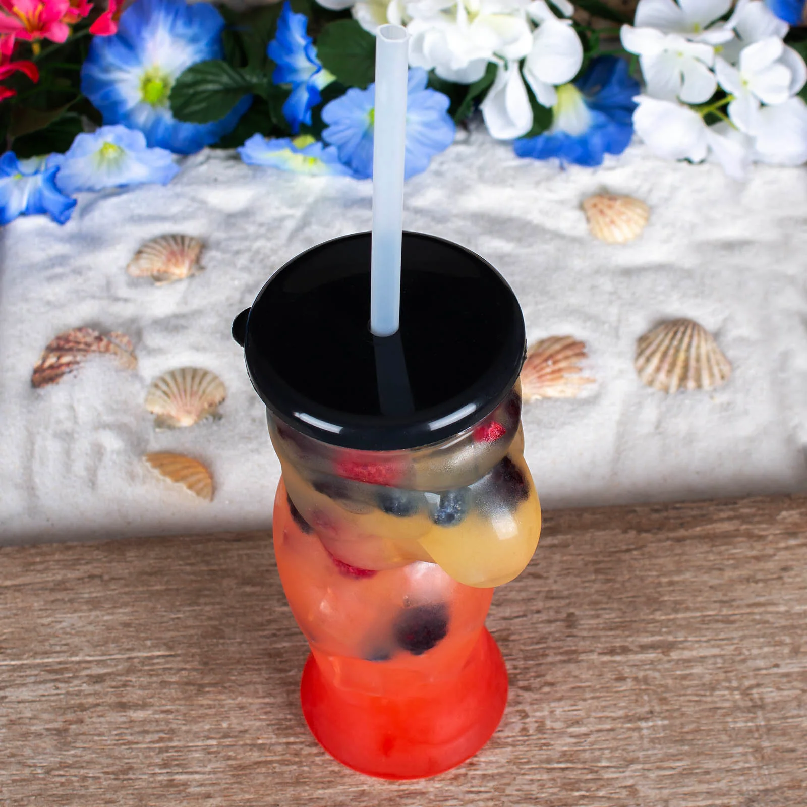 Plastic Parrot Cup with Lid and Straw - 24oz - Image 3