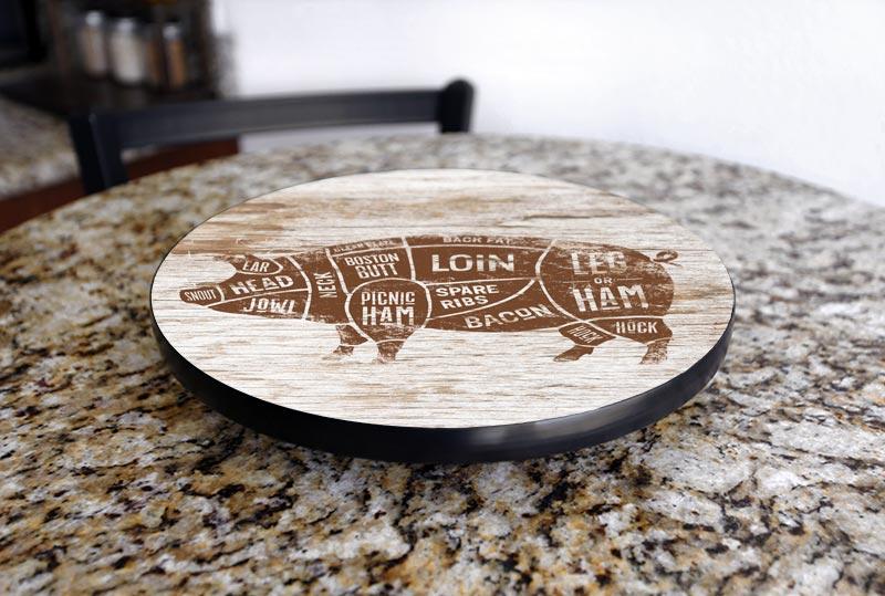 PORK BUTCHER DIAGRAM Lazy Susan - 3 Different Sizes - For Kitchen Table Top - Handcrafted in USA - Image 3