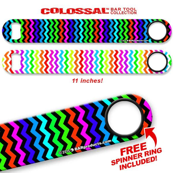 Rainbow Zig Zag Kolorcoat™ 11" Long COLOSSAL™ Speed Bottle Opener