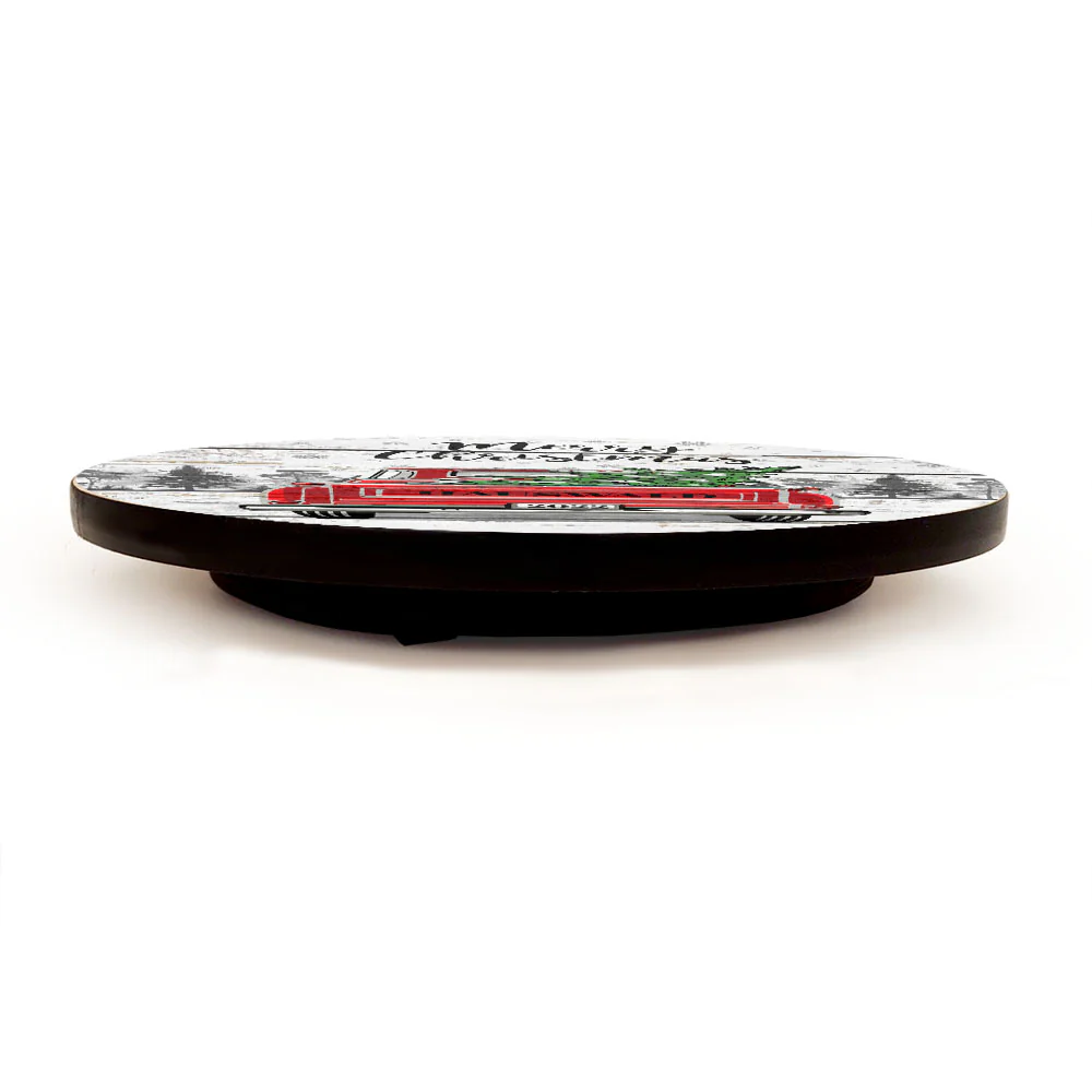 Red Vintage Truck Christmas Themed Lazy Susan - Size Options - CUSTOMIZABLE - Handcrafted in USA - Image 4