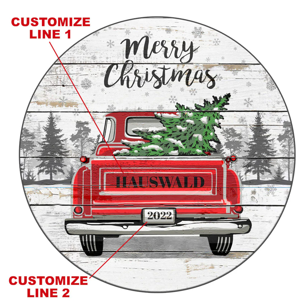 Red Vintage Truck Christmas Themed Lazy Susan - Size Options - CUSTOMIZABLE - Handcrafted in USA - Image 5
