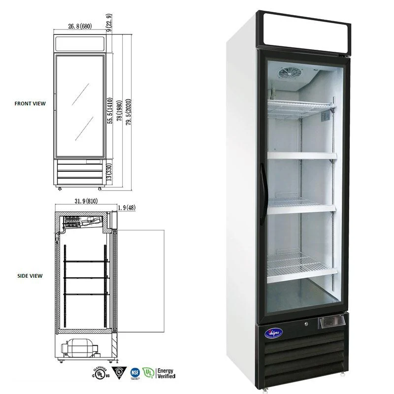 Refrigerator - Single Swing Glass Door - 23 CU. FT.