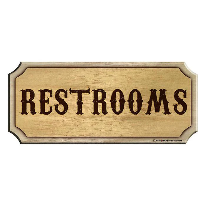 RESTROOMS - Wood Plaque Kolorcoat™ Bar Sign