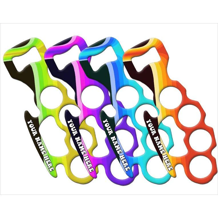 Retro Lines Knuckle Buster Bottle Opener - ADD YOUR NAME