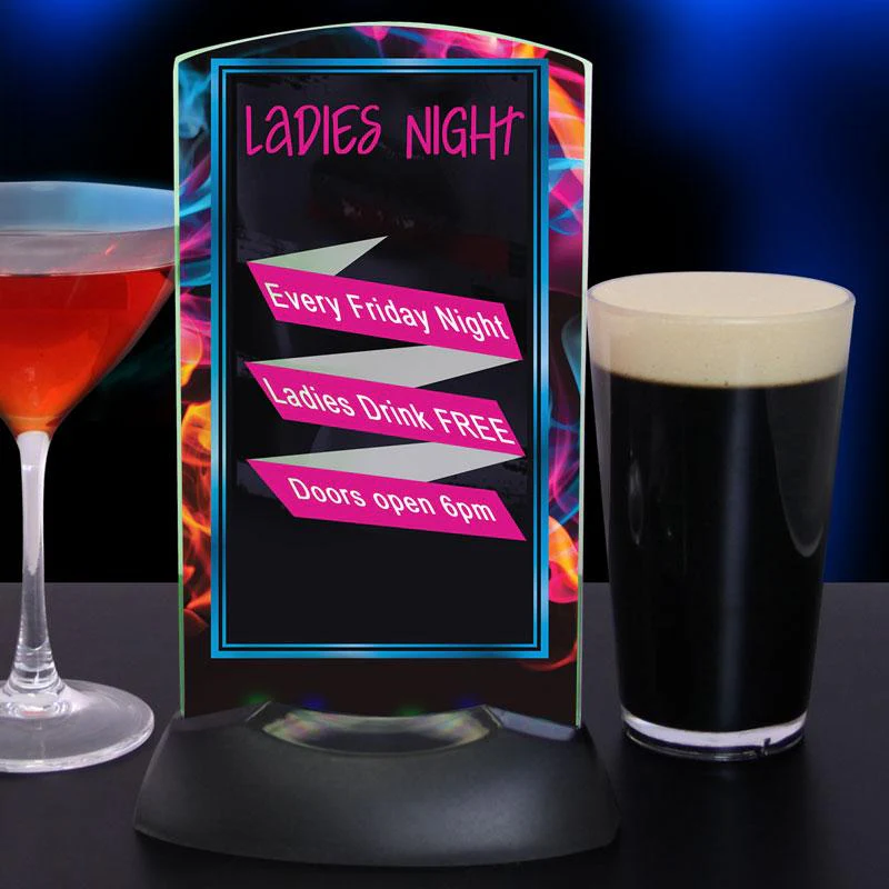 RGB LED Acrylic Table Tent - 7.5" x 4.5" - Image 2