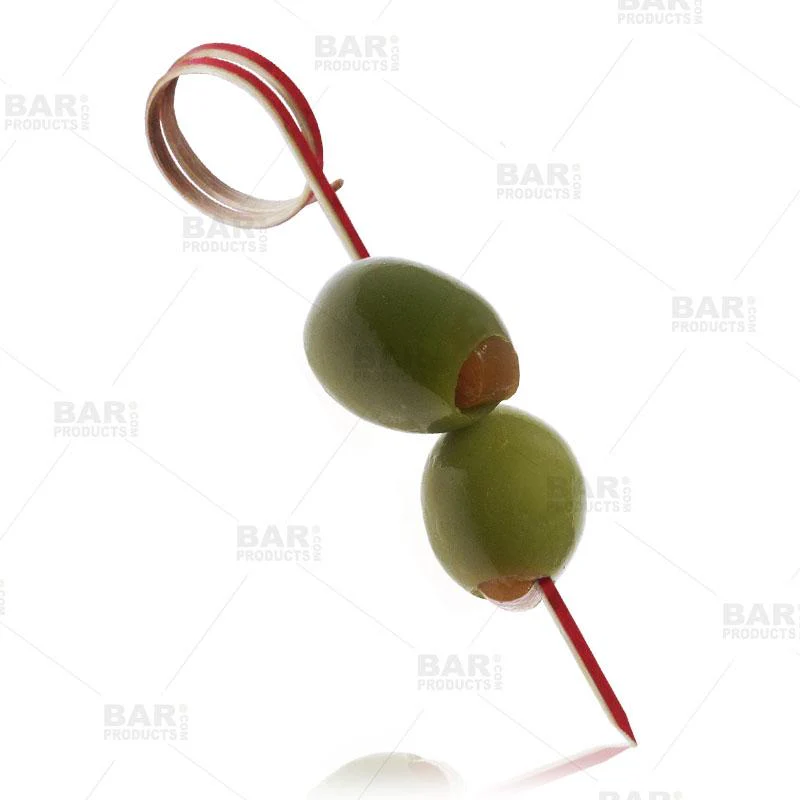 Ring Bamboo Cocktail Picks - Red - 100 Pack - Image 3