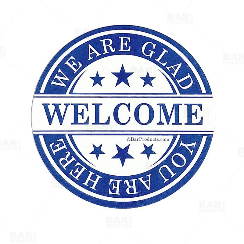 Round Drink Coasters "We Are Glad You Are Here" 3.5 inch Diameter - Pack of 250 - Image 4