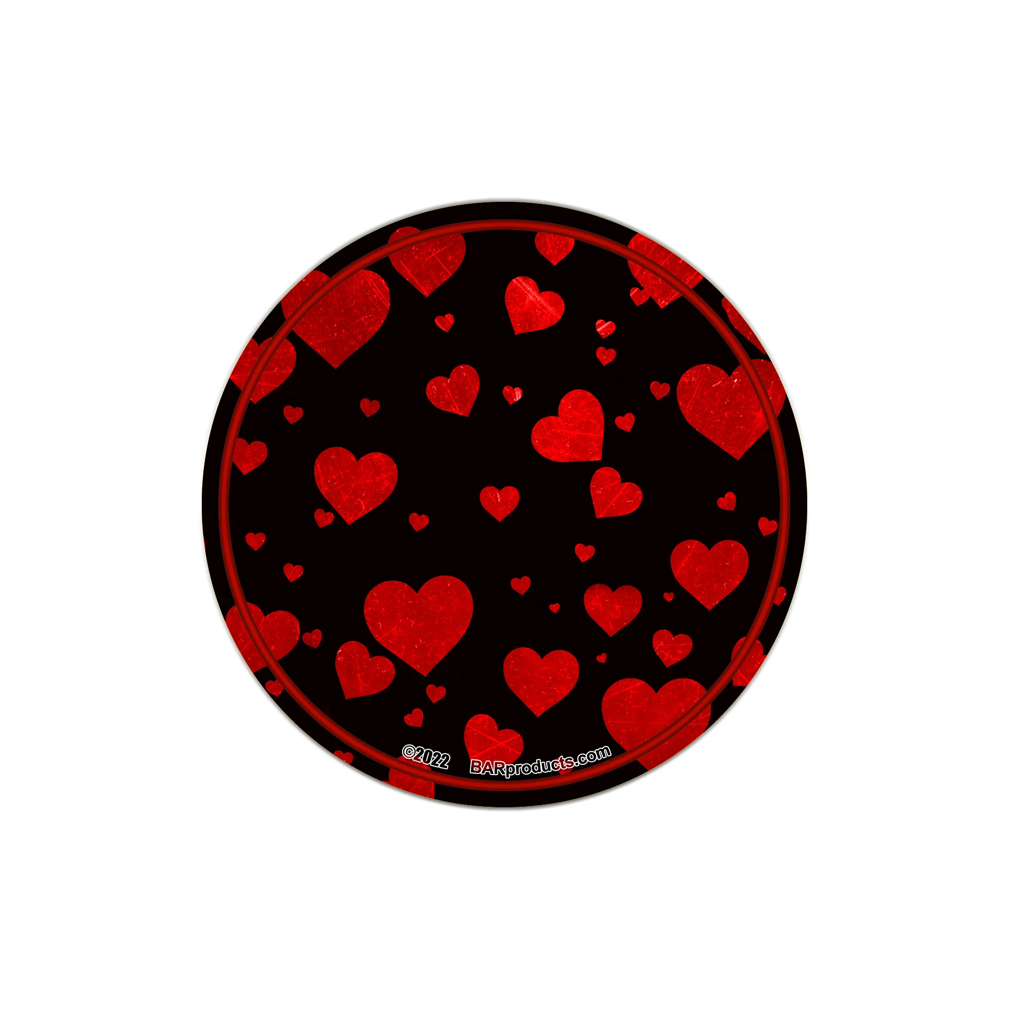 Round Foam Coaster - Hearts Design - 4 Inch