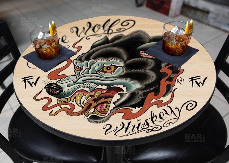 Round Wooden Table Top - Two Sizes Available - Fire Wolf Whiskey