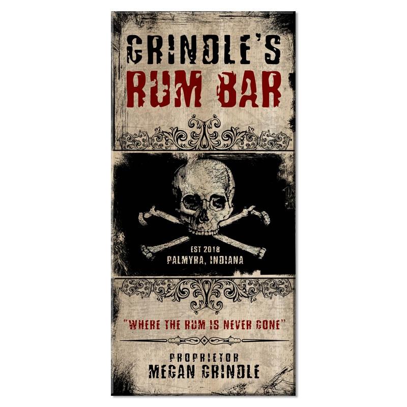 Rum Bar- CUSTOMIZABLE Large Vintage Wooden Bar Sign - 11 3/4" x 23 3/4"