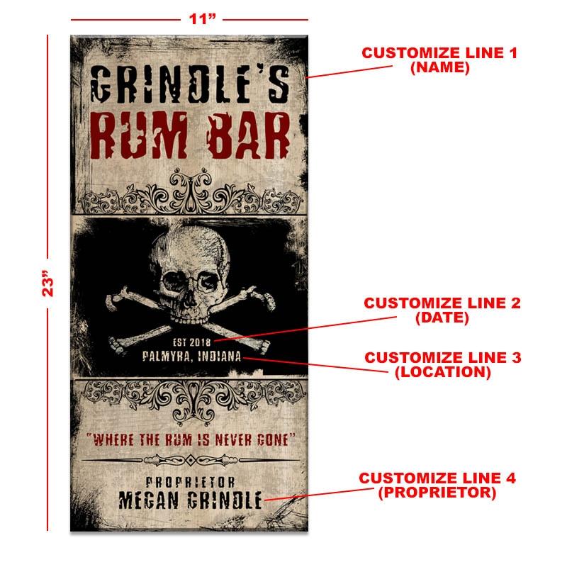 Rum Bar- CUSTOMIZABLE Large Vintage Wooden Bar Sign - 11 3/4" x 23 3/4" - Image 3