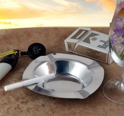 Semi Square Stainless Steel Ashtray - 4.75 inch