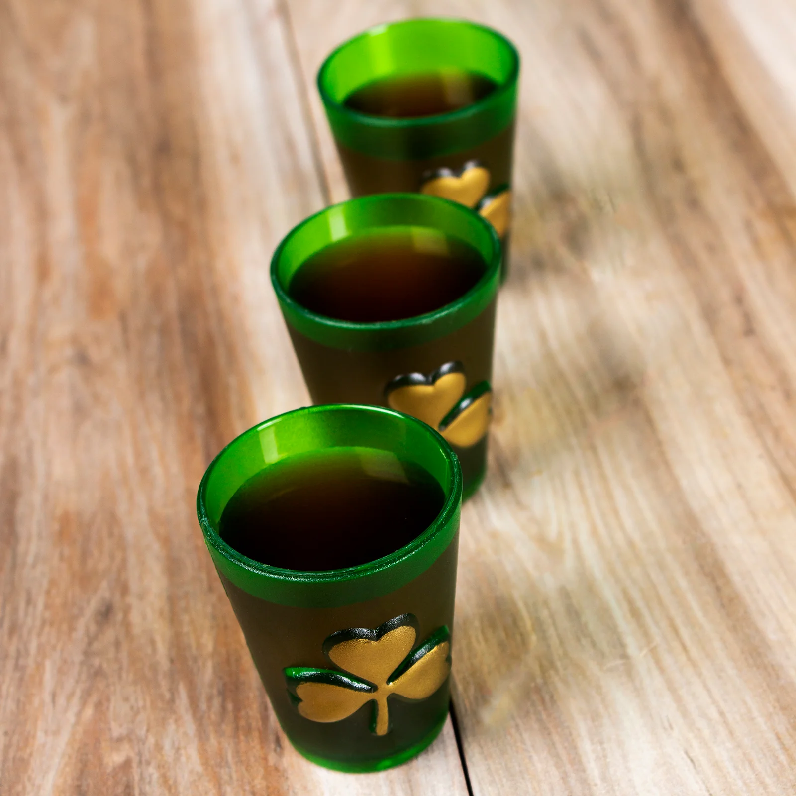 Shamrock Plastic Shot Glasses - Pack of 3 - Image 2