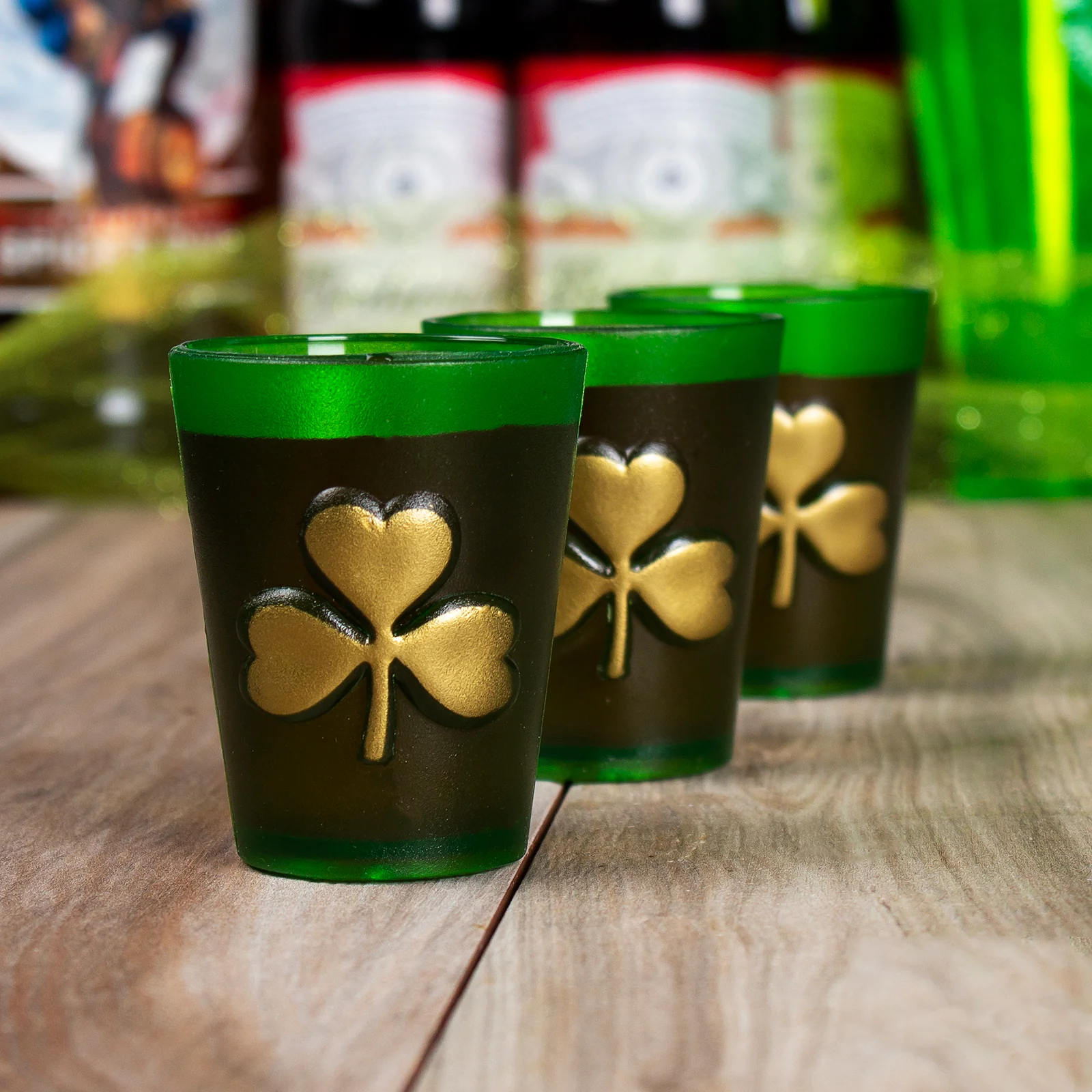 Shamrock Plastic Shot Glasses - Pack of 3 - Image 3