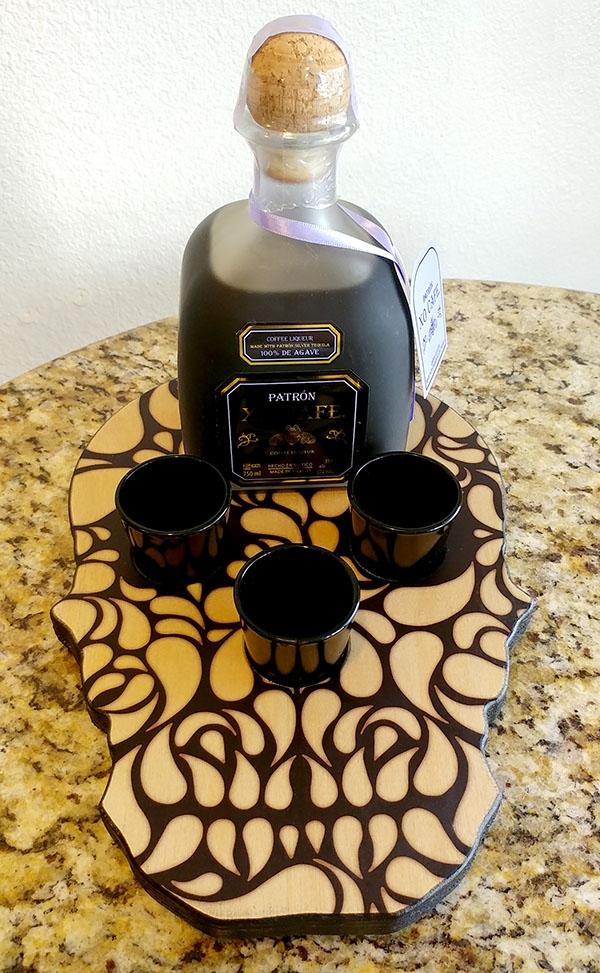Shot Glass and Bottle Flight and Serving Tray - Elegant Skull - Image 3