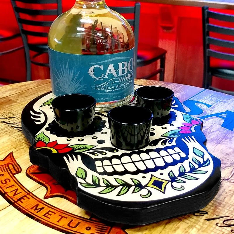 Shot Glass and Bottle Flight and Serving Tray - Sugar Skull Rose - Image 4