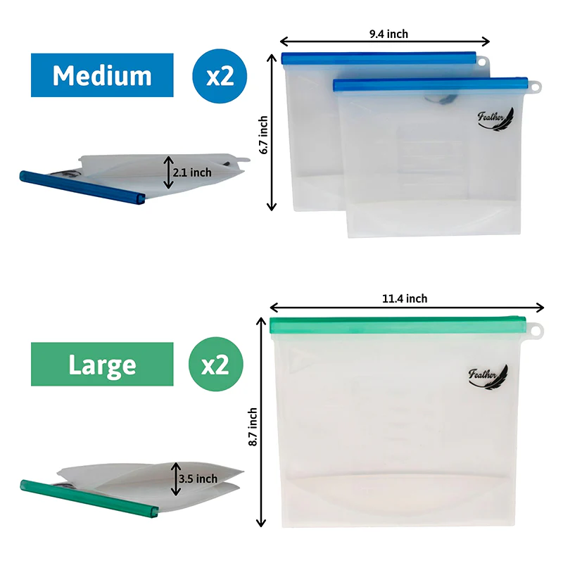 Silicone Food Storage Bags – Reusable - 4 Pack - Image 4