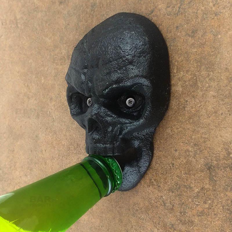Skull Themed Wall Mounted Bottle Opener - Black - Image 2