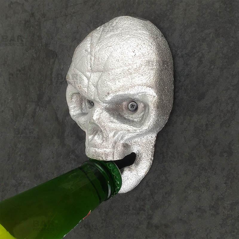 Skull Themed Wall Mounted Bottle Opener - Silver - Image 2