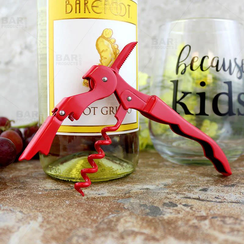 BarConic® Solid Red Double-Hinged Corkscrew with Red Worm - Image 2
