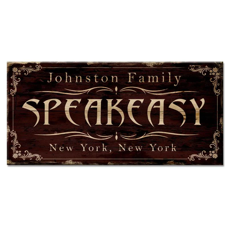 SPEAKEASY - CUSTOMIZABLE Large Vintage Wooden Bar Sign - 11 3/4" x 23 3/4"