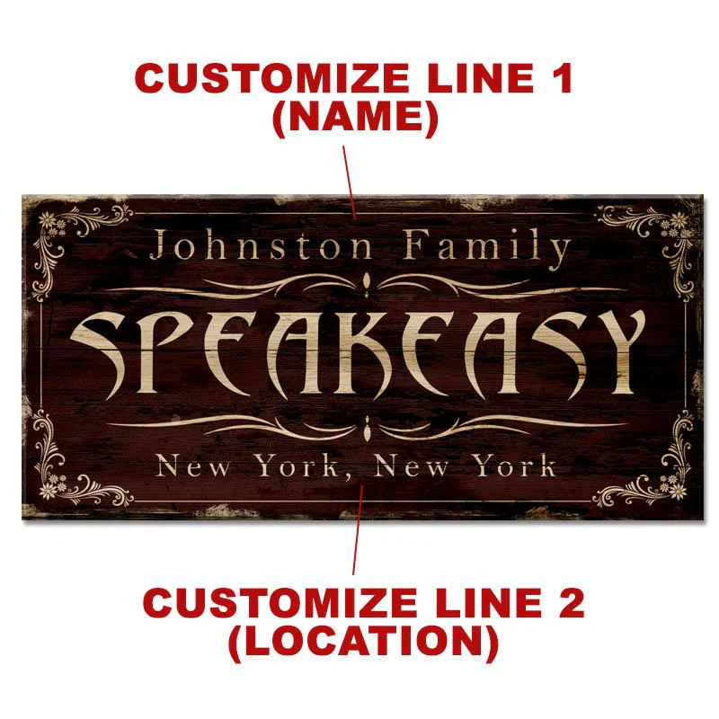 SPEAKEASY - CUSTOMIZABLE Large Vintage Wooden Bar Sign - 11 3/4" x 23 3/4" - Image 2