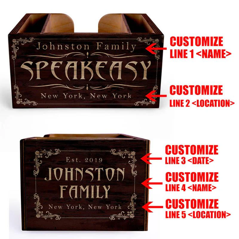 Speakeasy Wooden Bar Caddy - CUSTOMIZABLE - Image 3