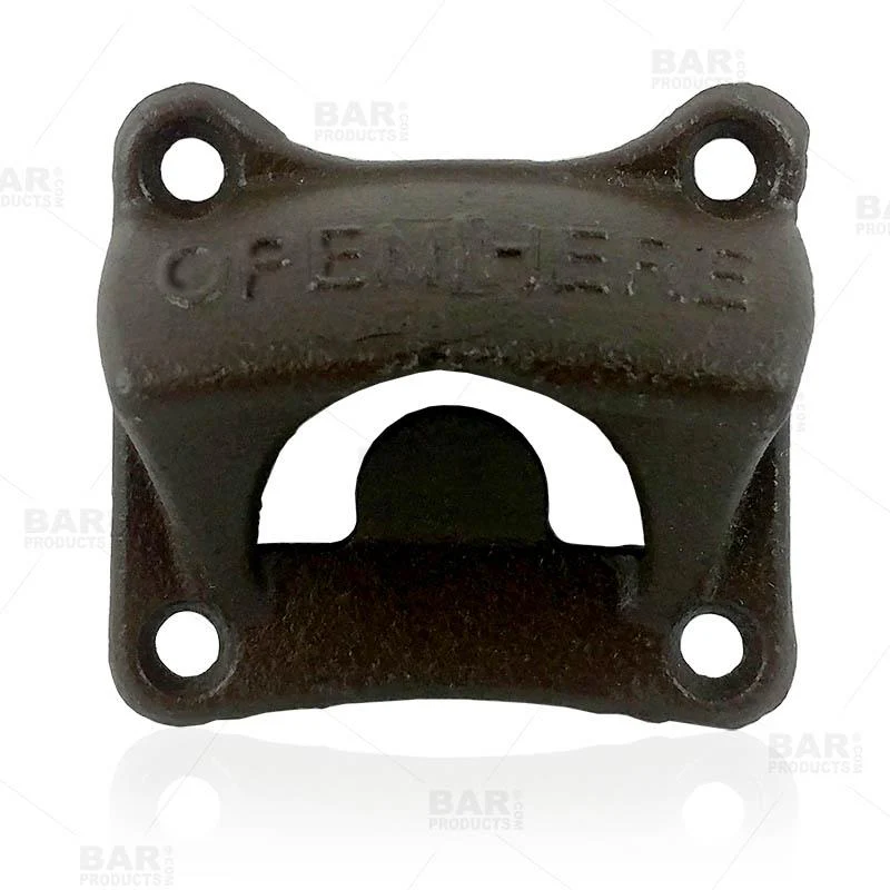 Square "Open Here" Themed Wall Mounted Bottle Opener - Cast Iron