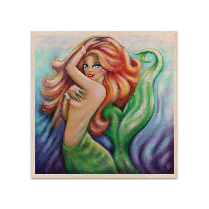 Square Wooden Table Top - Two Sizes Available - Redhead Mermaid - Image 3