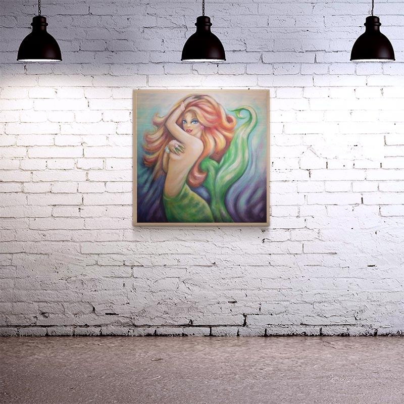 Square Wooden Table Top - Two Sizes Available - Redhead Mermaid - Image 4