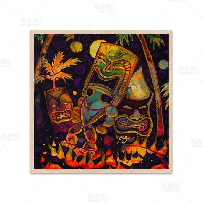 Square Wooden Table Top - Two Sizes Available - Tiki Fire Night - Image 3