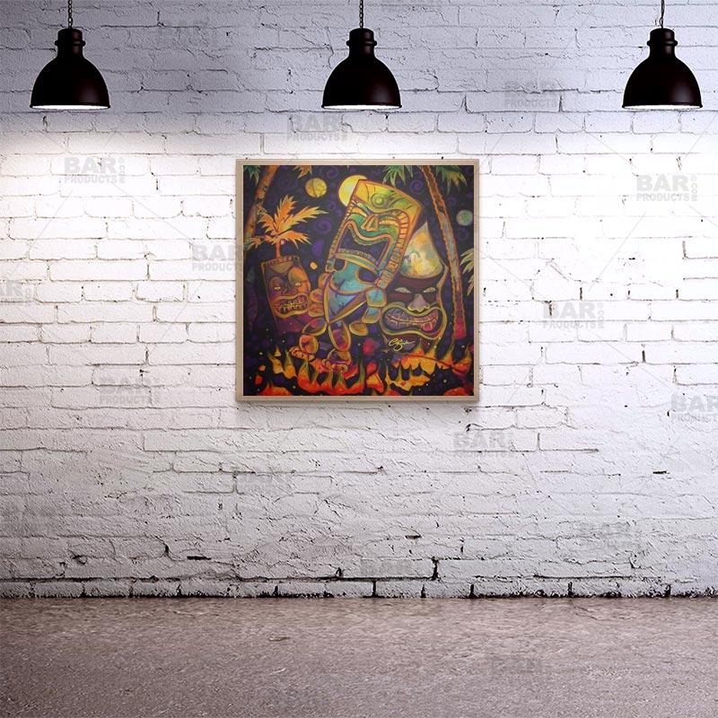 Square Wooden Table Top - Two Sizes Available - Tiki Fire Night - Image 4