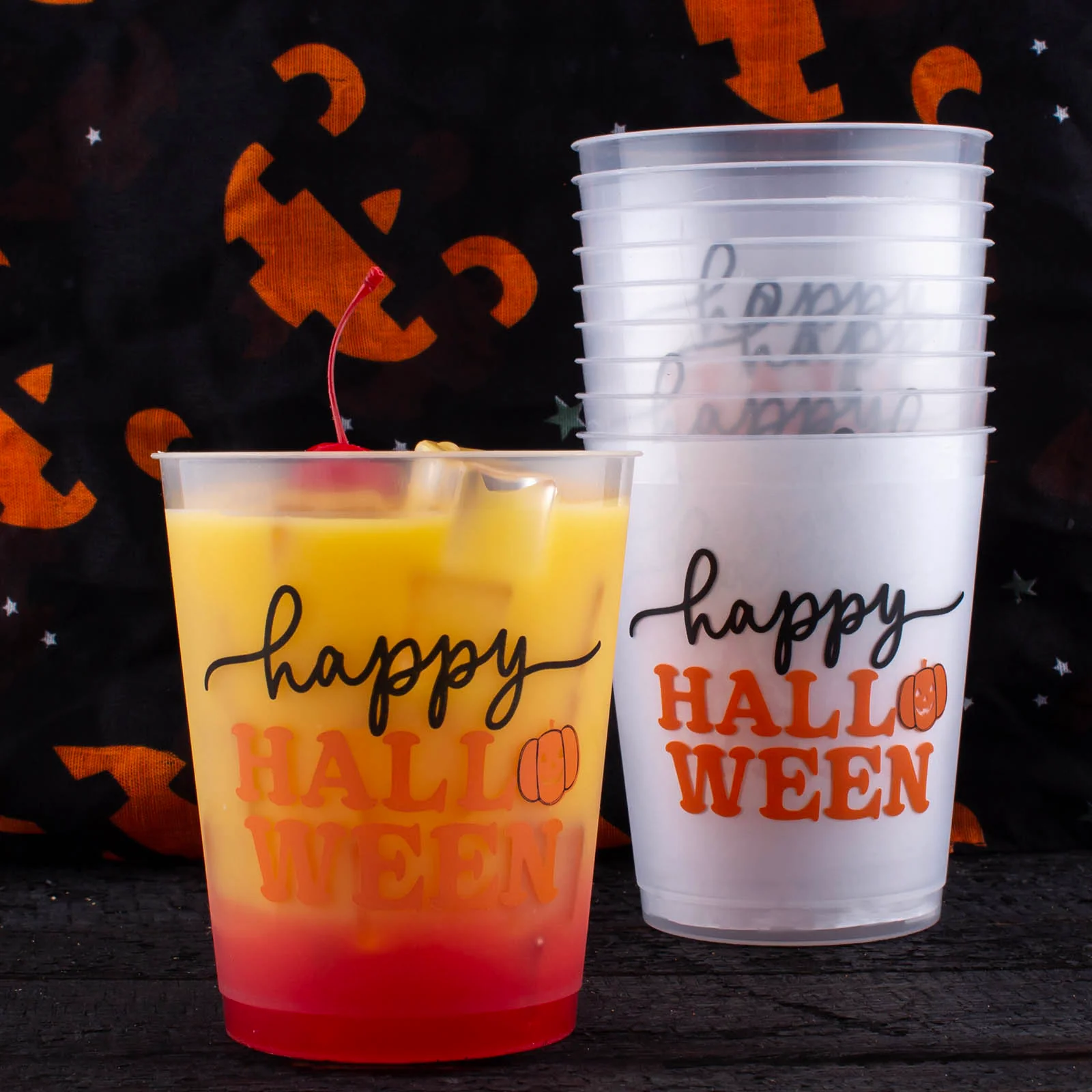Stackable Reusable Tumblers - Happy Halloween Print - 16 ounce (Set of 10) - Image 2