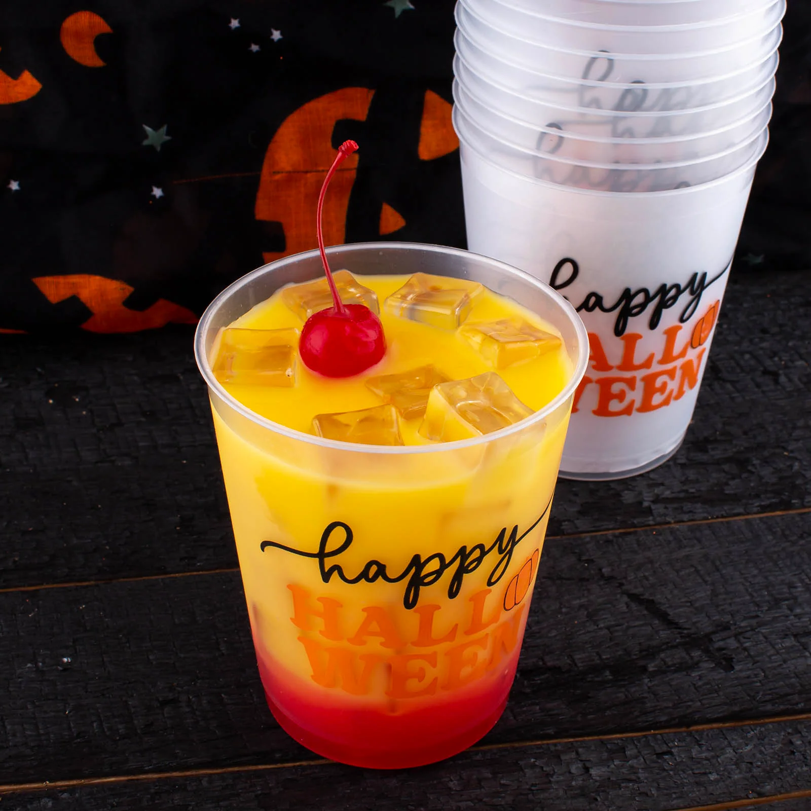 Stackable Reusable Tumblers - Happy Halloween Print - 16 ounce (Set of 10) - Image 3