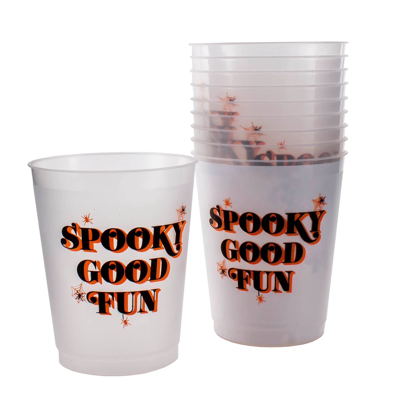 Stackable Reusable Tumblers - Spooky Good Fun Print - 16 ounce (Set of 10)