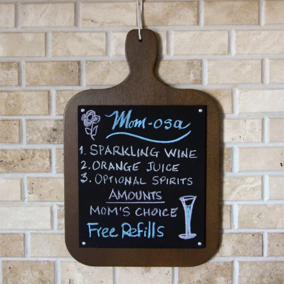 STAINED WOOD PLAQUE MENU - CUTTING BOARD SHAPED CHALKBOARD - Image 2