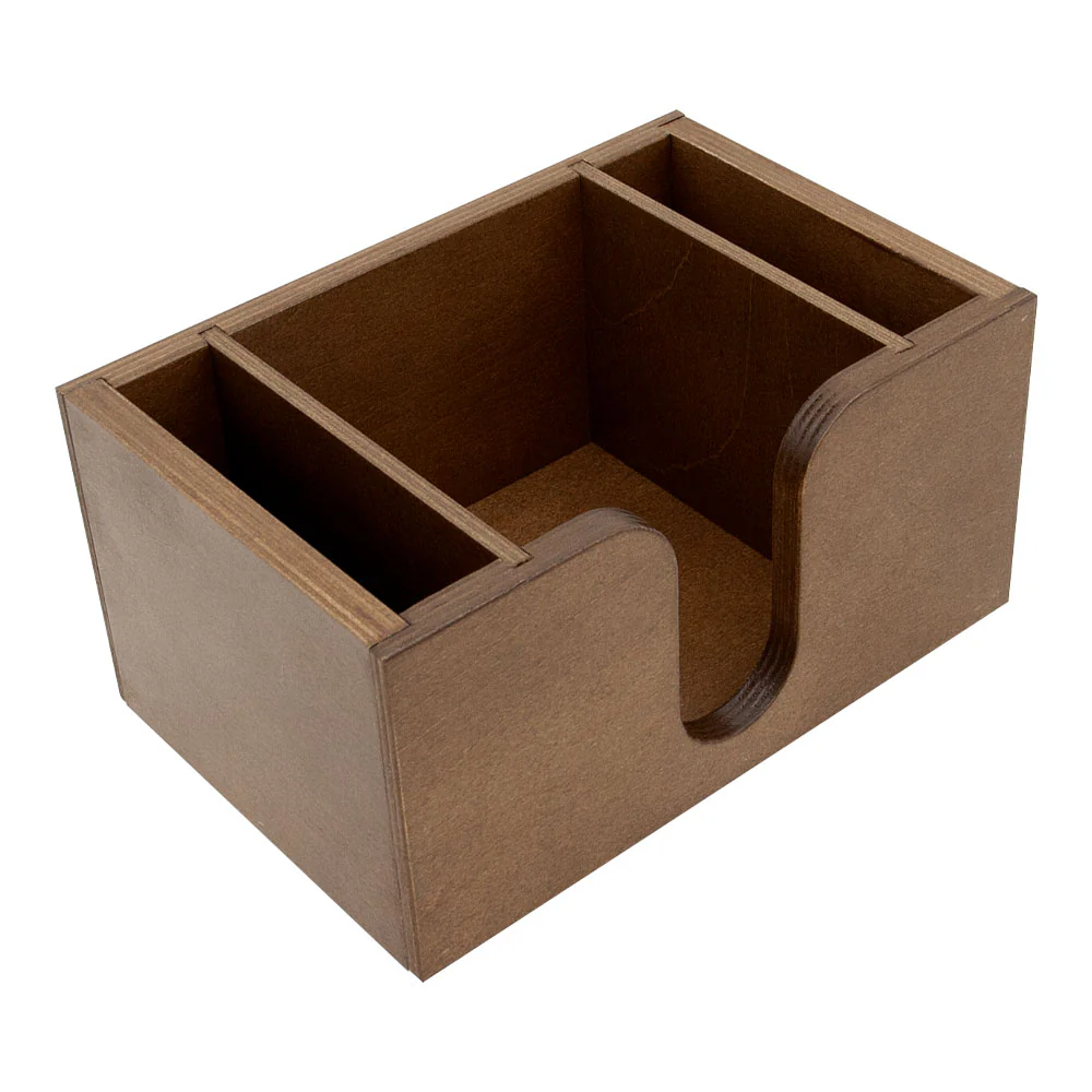 Wood Bar Caddy for Napkins, Straws, & Stirrers - Stained - Image 5