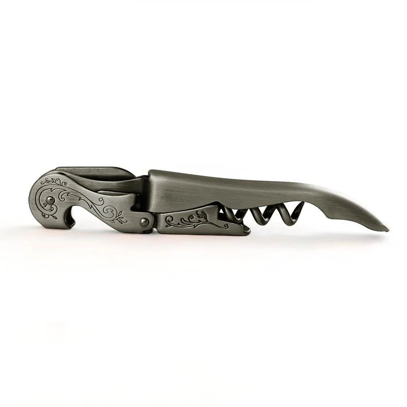 Stainless Steel Double Lever Corkscrew w/ Etched Design - Image 3