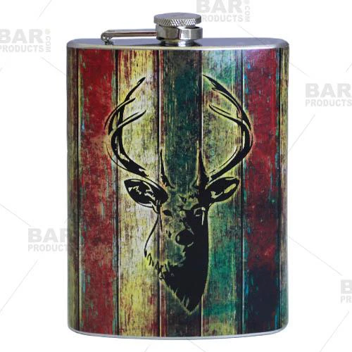 Stainless Steel Hip Flask - Buck Design - Several Size Options - Image 3