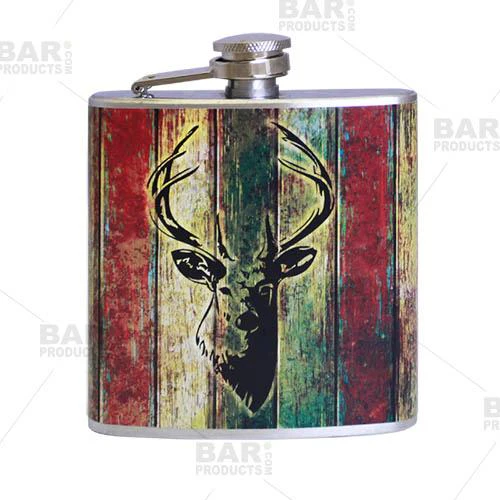 Stainless Steel Hip Flask - Buck Design - Several Size Options - Image 4