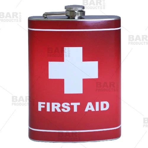 Stainless Steel Hip Flask - First Aid Design - Several Size Options - Image 3